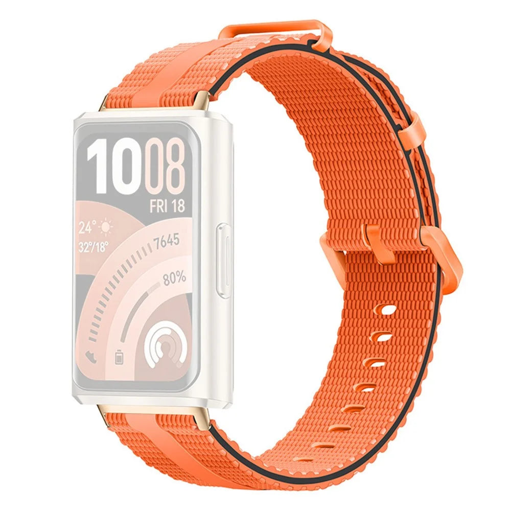 Strap for Huawei Band 11 Pro NFC / 11 NFC / 11 Pro / 11 Silicone Band Linear Texture Sport Wristband - Orange+Black - 1