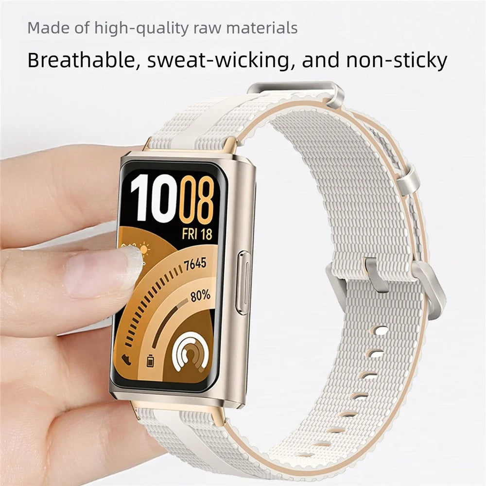 Strap for Huawei Band 11 Pro NFC / 11 NFC / 11 Pro / 11 Silicone Band Linear Texture Sport Wristband - Orange+Black - 4