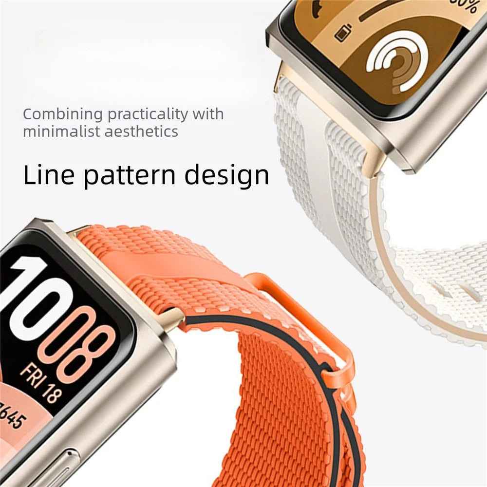 Strap for Huawei Band 11 Pro NFC / 11 NFC / 11 Pro / 11 Silicone Band Linear Texture Sport Wristband - Orange+Black - 5