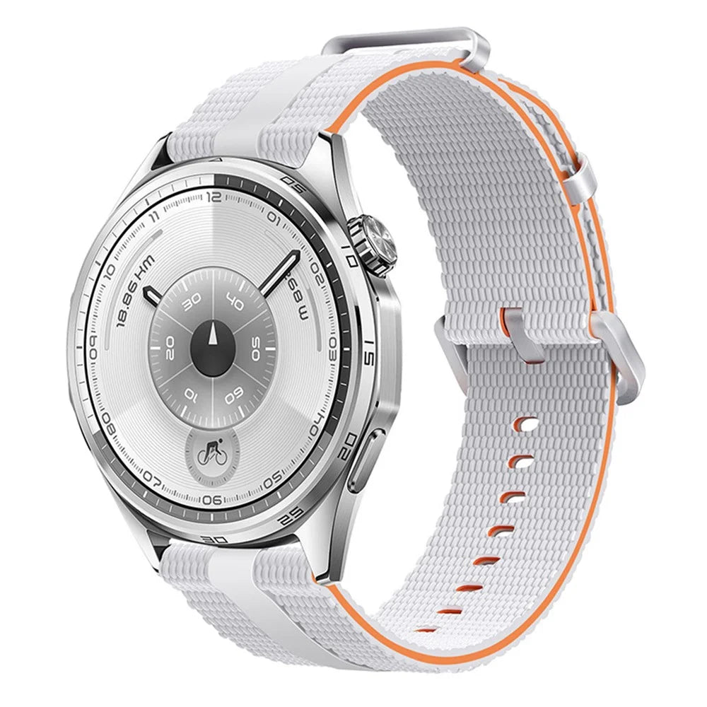 18mm Strap for Huawei Watch GT 6 41mm / GT 5 41mm / GT 4 41mm Silicone Band Linear Texture Sport Wristband - White+Orange - 2