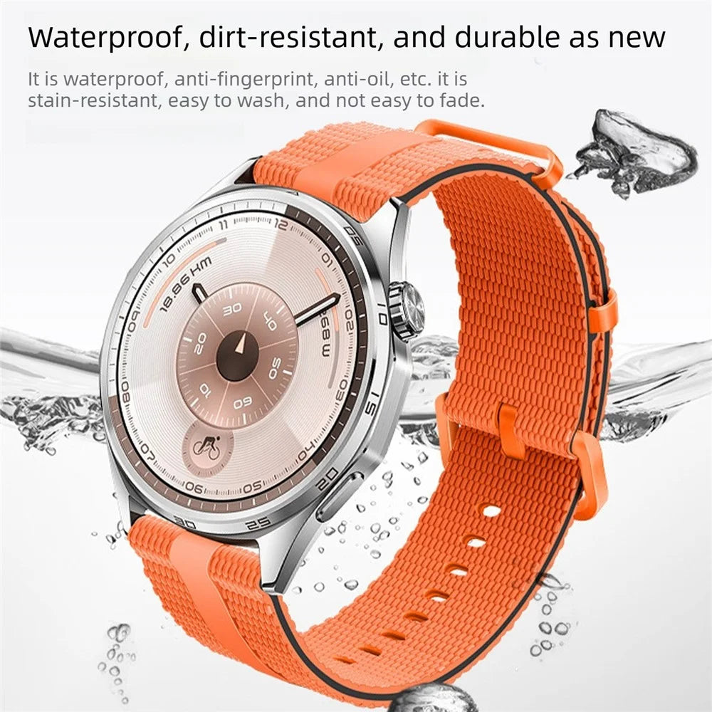 18mm Strap for Huawei Watch GT 6 41mm / GT 5 41mm / GT 4 41mm Silicone Band Linear Texture Sport Wristband - White+Orange - 5