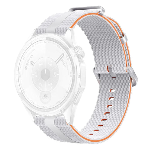 20mm Strap for Samsung Galaxy Watch7 44mm / 40mm / Watch6 Classic 47mm / 43mm Silicone Band Linear Texture Sport Wristband - White+Orange - 1