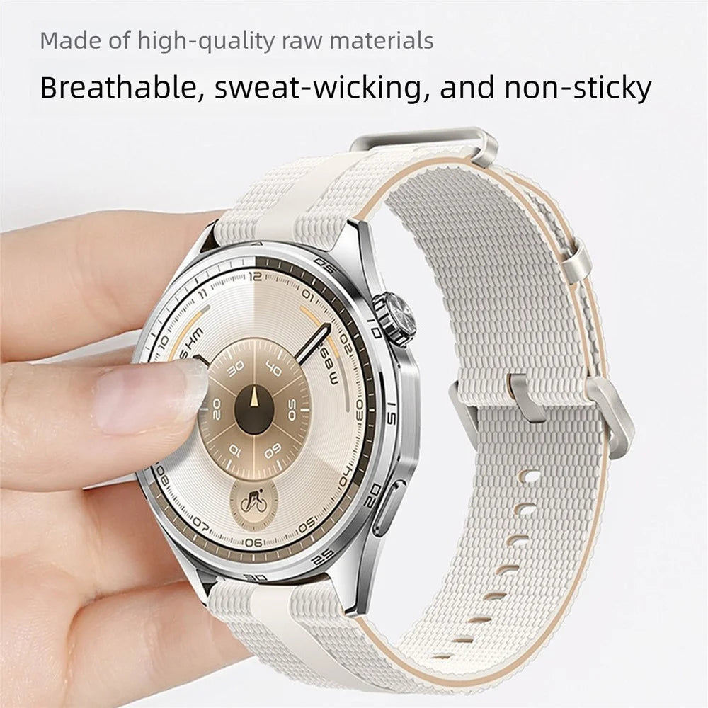 20mm Strap for Samsung Galaxy Watch7 44mm / 40mm / Watch6 Classic 47mm / 43mm Silicone Band Linear Texture Sport Wristband - White+Orange - 6