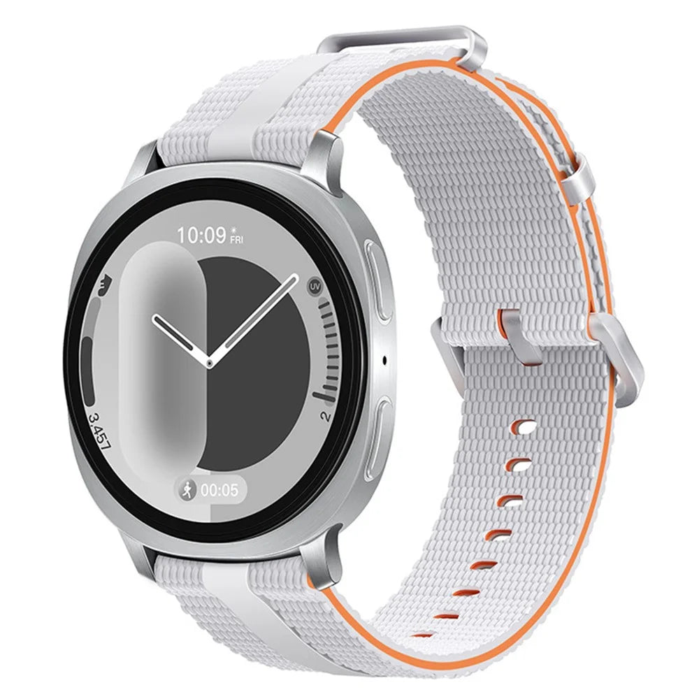 Silicone Band for Samsung Galaxy Watch8 Classic 46mm / Watch8 44mm / 40mm Linear Texture Sport Wristband - White+Orange - 2