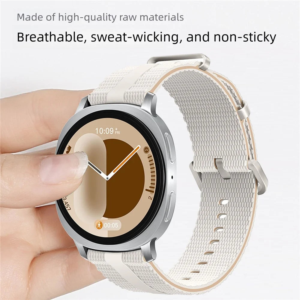 Silicone Band for Samsung Galaxy Watch8 Classic 46mm / Watch8 44mm / 40mm Linear Texture Sport Wristband - White+Orange - 3