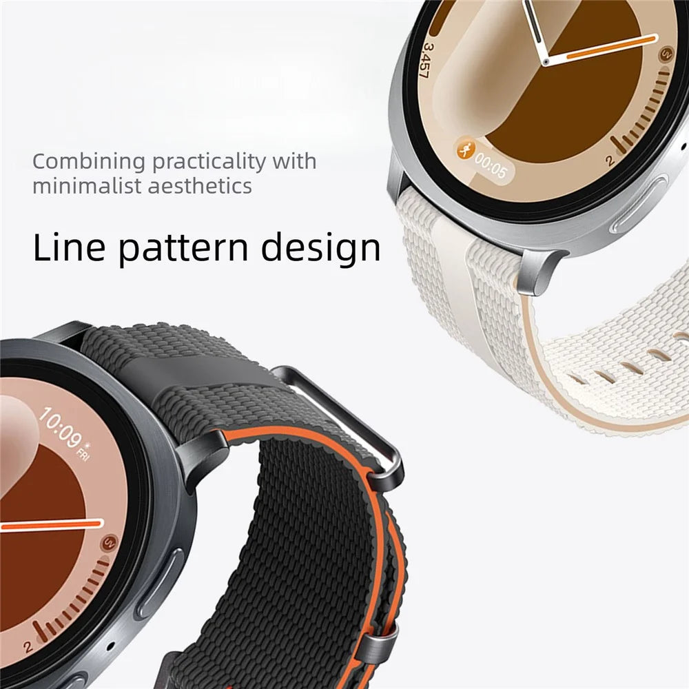 Silicone Band for Samsung Galaxy Watch8 Classic 46mm / Watch8 44mm / 40mm Linear Texture Sport Wristband - White+Orange - 4