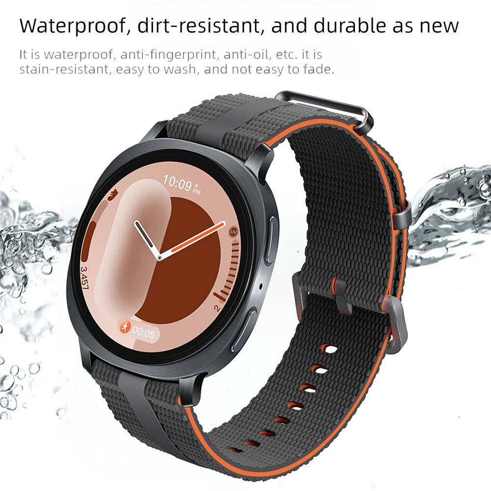 Silicone Band for Samsung Galaxy Watch8 Classic 46mm / Watch8 44mm / 40mm Linear Texture Sport Wristband - White+Orange - 5