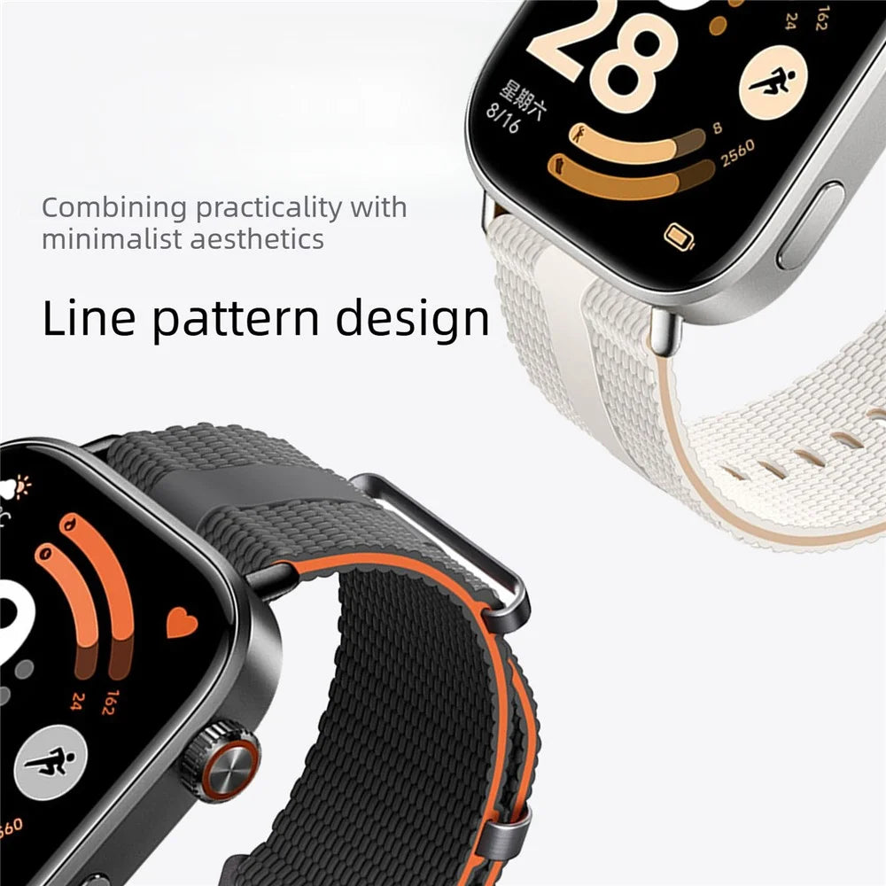 Silicone Band for Xiaomi Smart Band 10 Pro / 9 Pro / 8 Pro / Redmi Watch 6 / 5 / 4 Linear Texture Sport Wristband - White+Orange - 4