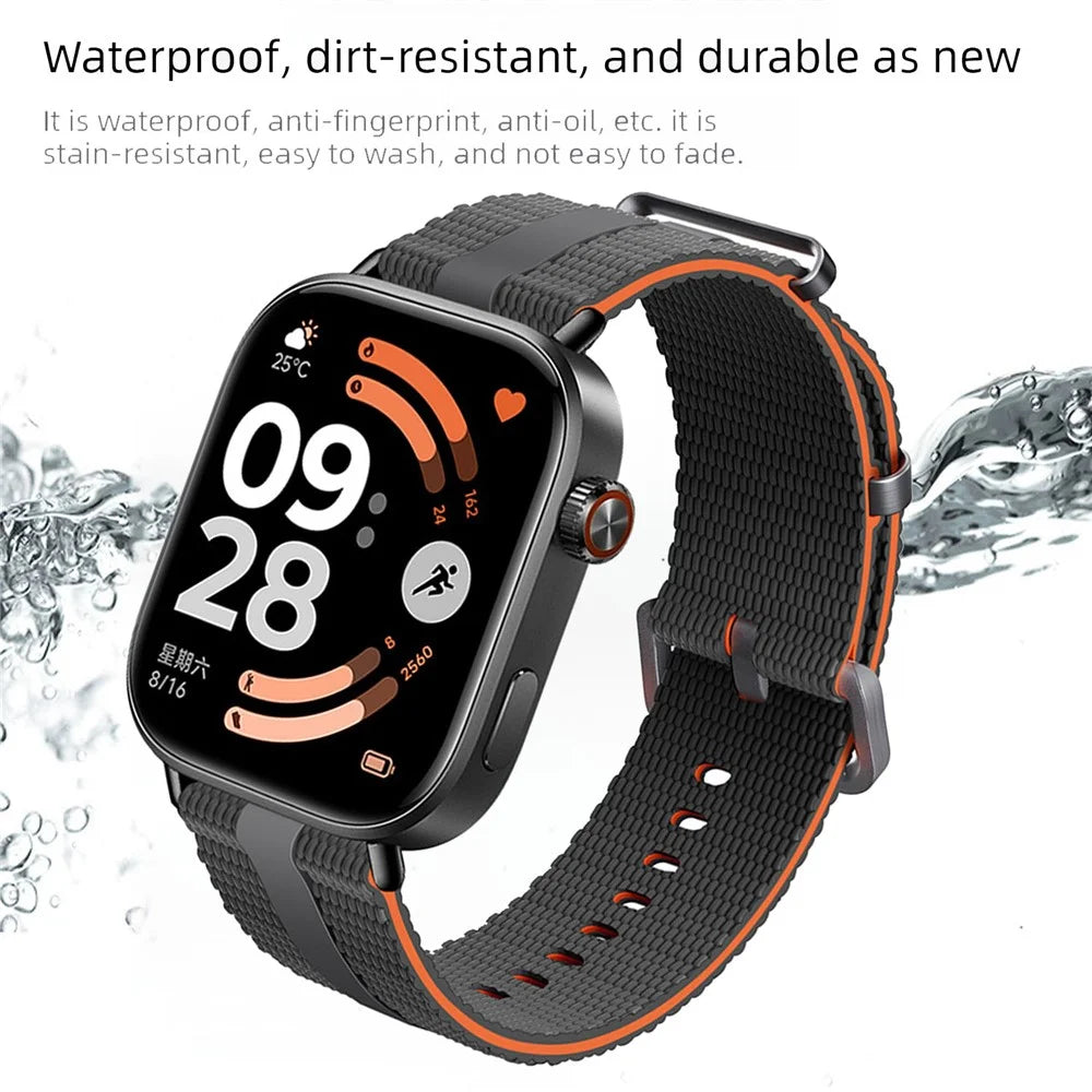 Silicone Band for Xiaomi Smart Band 10 Pro / 9 Pro / 8 Pro / Redmi Watch 6 / 5 / 4 Linear Texture Sport Wristband - White+Orange - 5