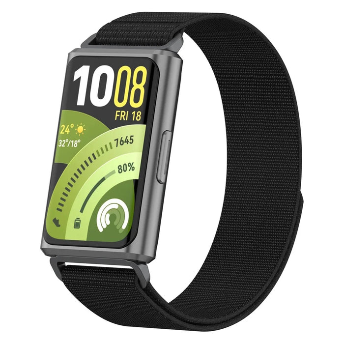 Strap for Huawei Band 11 Pro NFC / 11 NFC / 11 Pro / 11 Nylon Loop Band Round Tail Replacement Wristband - Black - 3