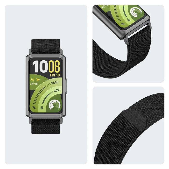 Strap for Huawei Band 11 Pro NFC / 11 NFC / 11 Pro / 11 Nylon Loop Band Round Tail Replacement Wristband - Black - 5