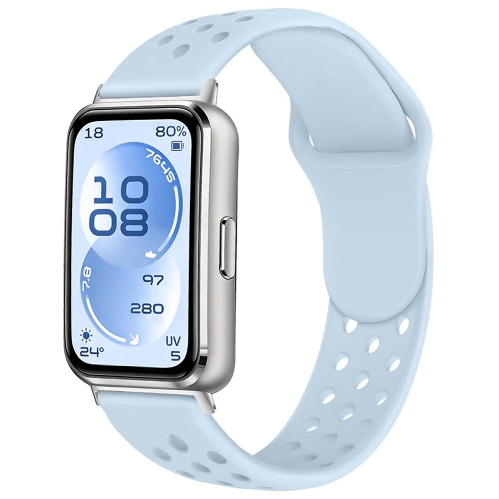 Strap for Huawei Band 11 Pro NFC  /  11 NFC  /  11 Pro  /  11 Breathable Holes Silicone Sport Band with Reverse Buckle - Baby Blue - 2