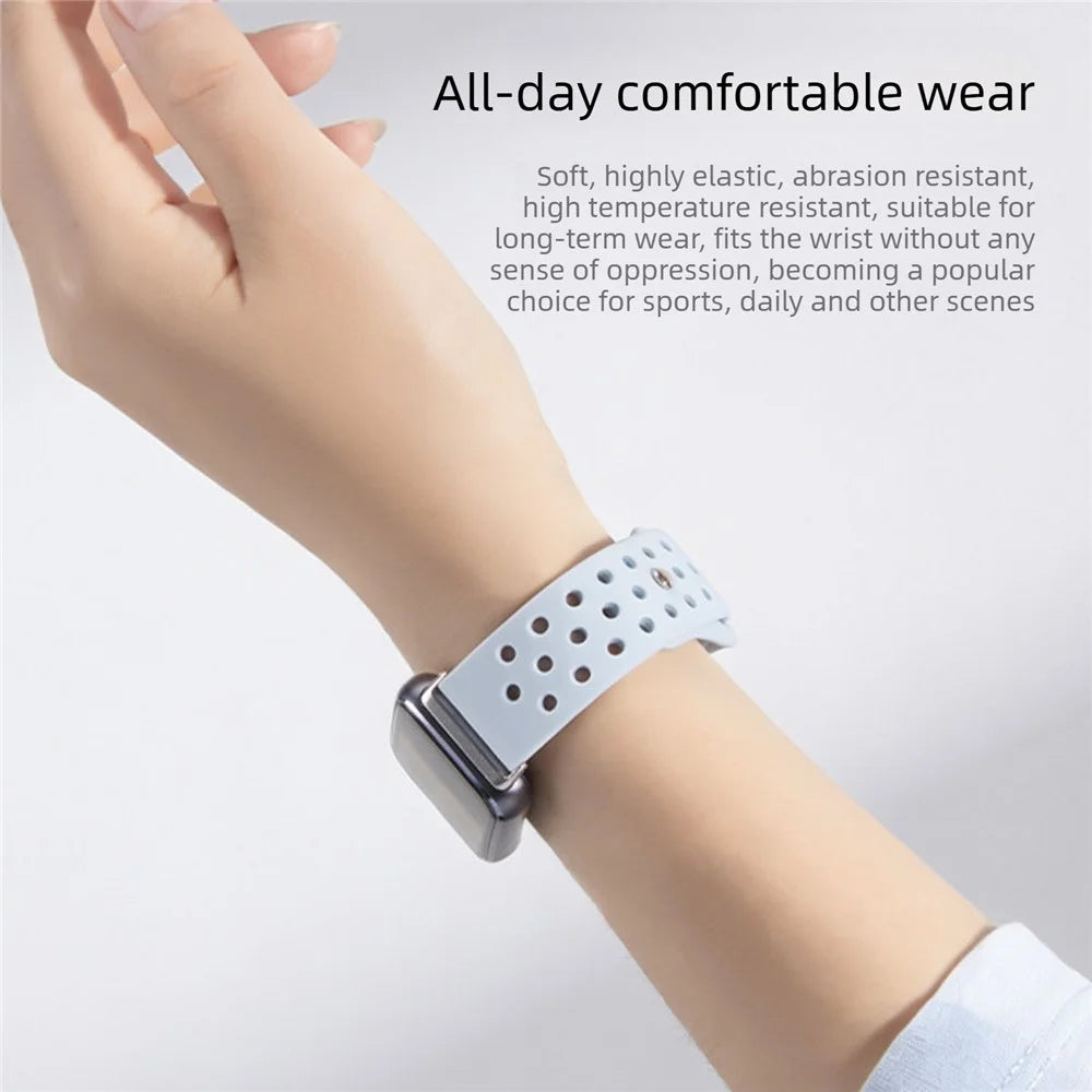 Strap for Huawei Band 11 Pro NFC  /  11 NFC  /  11 Pro  /  11 Breathable Holes Silicone Sport Band with Reverse Buckle - Baby Blue - 4