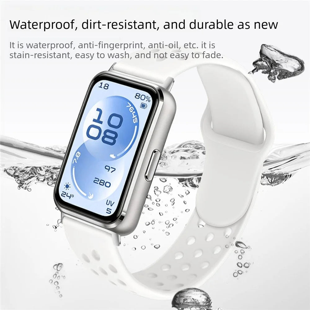 Strap for Huawei Band 11 Pro NFC  /  11 NFC  /  11 Pro  /  11 Breathable Holes Silicone Sport Band with Reverse Buckle - Baby Blue - 6