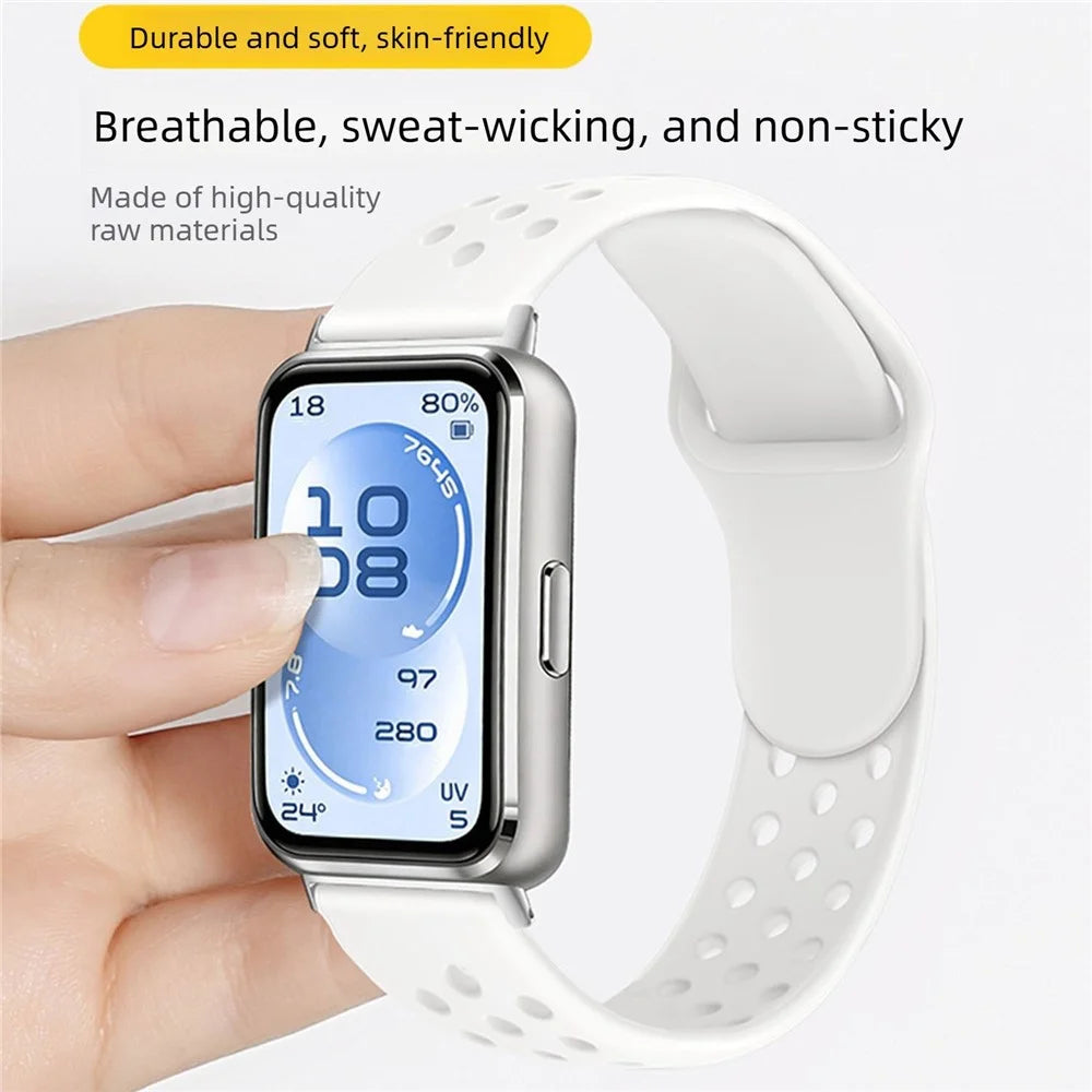 Strap for Huawei Band 11 Pro NFC  /  11 NFC  /  11 Pro  /  11 Breathable Holes Silicone Sport Band with Reverse Buckle - Baby Blue - 7