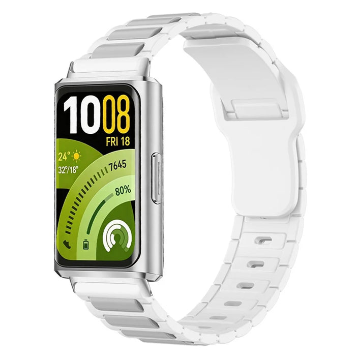 Silicone Strap for Huawei Band 11 Pro NFC  /  11 NFC  /  11 Pro  /  11 Textured Sport Band Replacement Wristband - White+Grey - 2