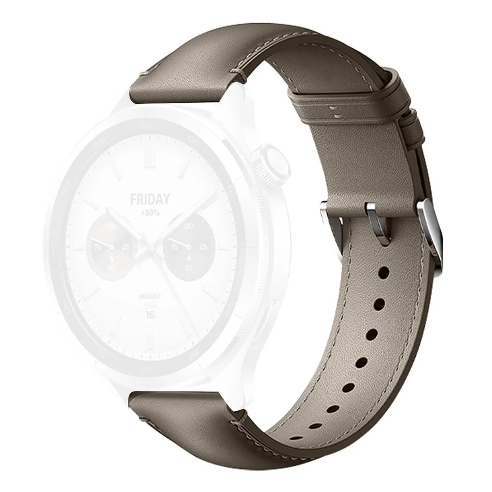22mm Strap for Xiaomi Watch S4 / Huawei Watch GT 6 46mm / Samsung Galaxy Watch3 45mm Genuine Cow Leather Quick Release Band - Taupe - 1