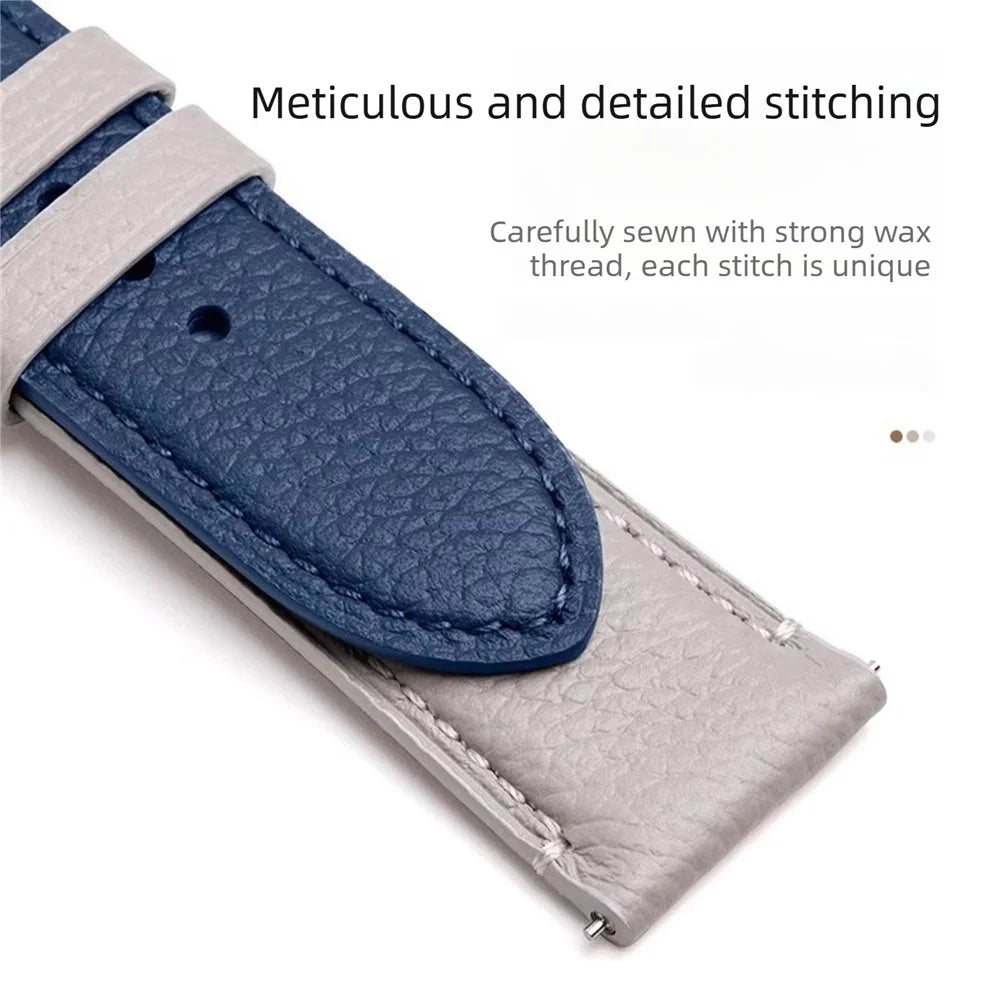 22mm Strap for Xiaomi Watch S4 / Huawei Watch GT 6 46mm / Samsung Galaxy Watch3 45mm Genuine Cow Leather Quick Release Band - Taupe - 4