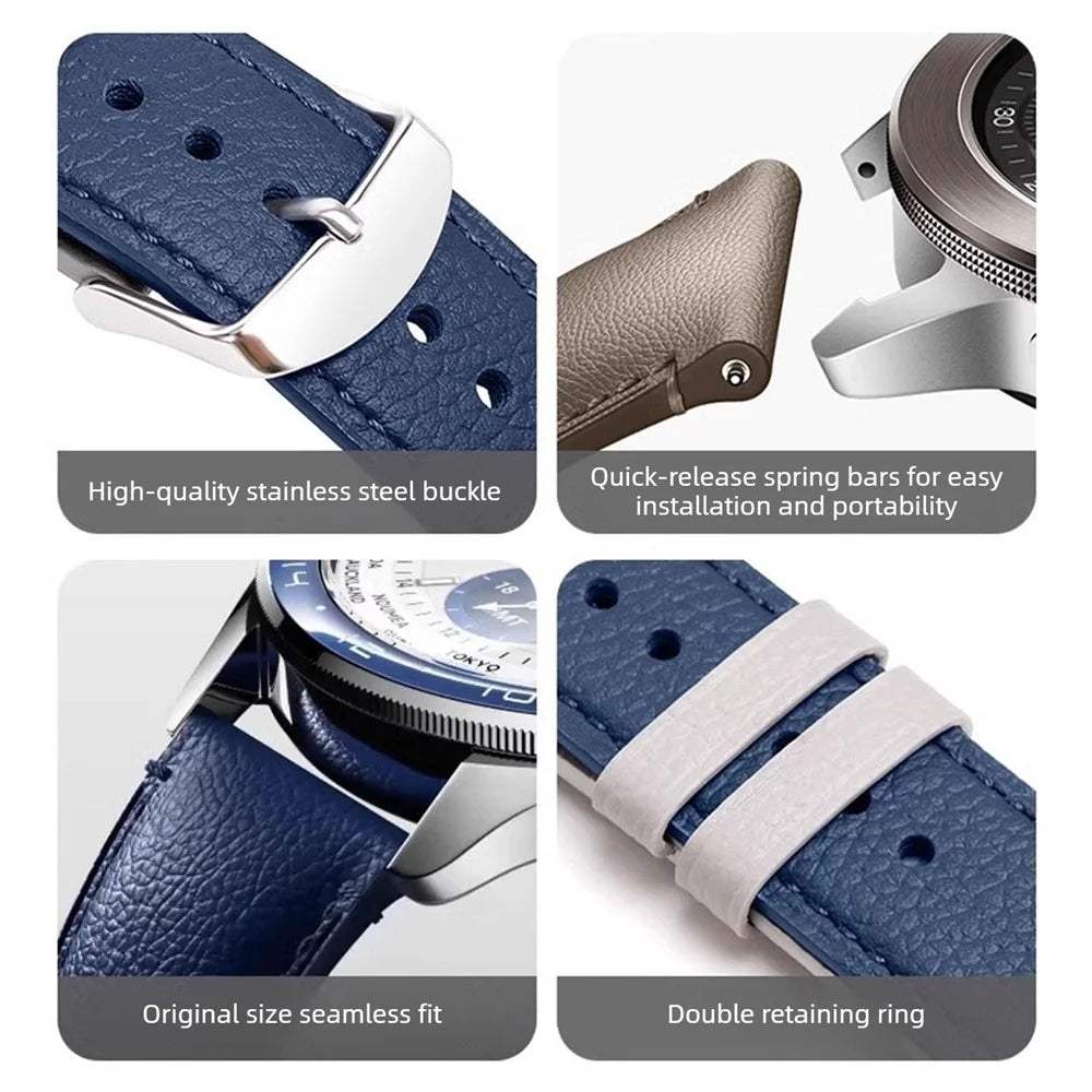 22mm Strap for Xiaomi Watch S4 / Huawei Watch GT 6 46mm / Samsung Galaxy Watch3 45mm Genuine Cow Leather Quick Release Band - Taupe - 6