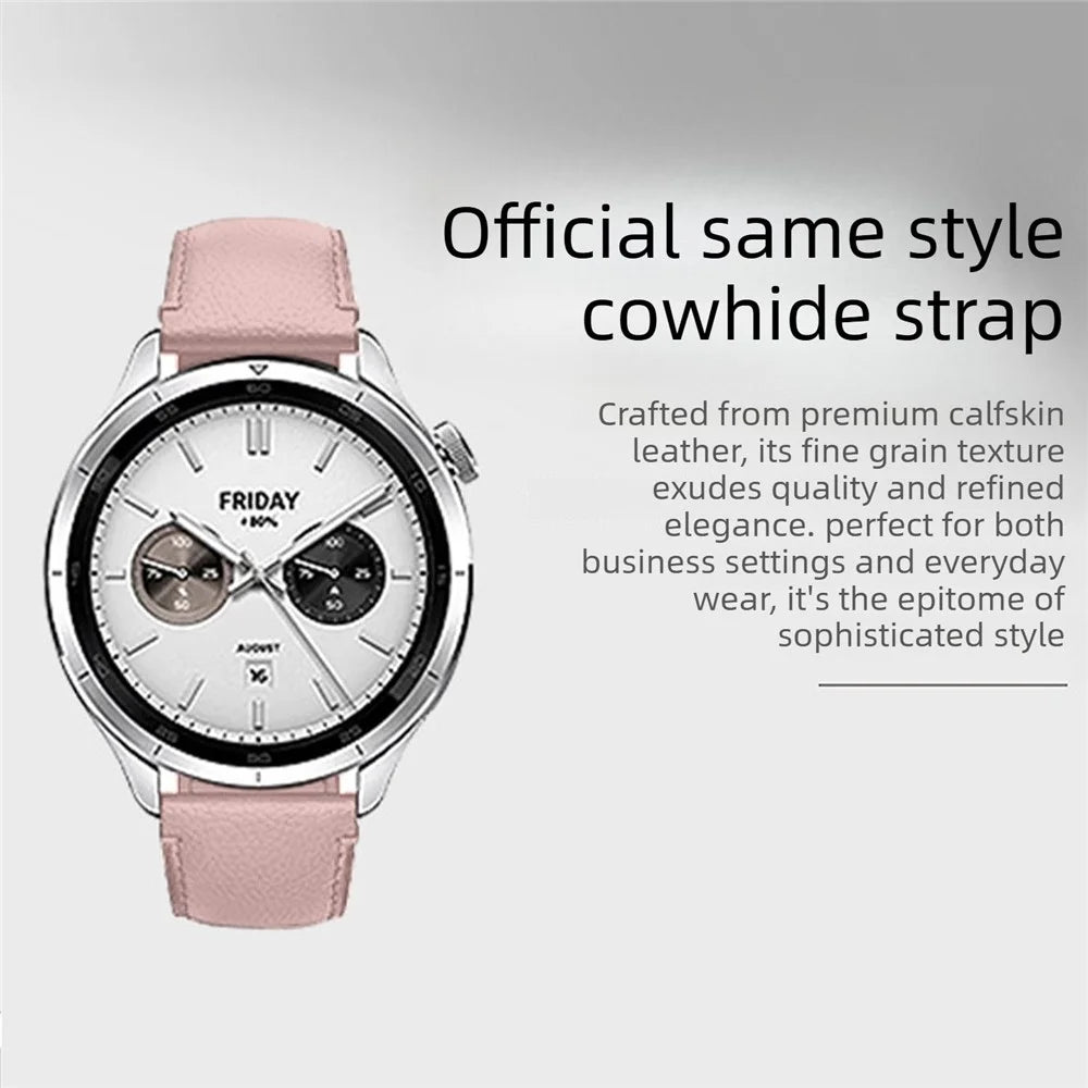 22mm Genuine Cow Leather Strap for Xiaomi Watch S4 / Huawei Watch GT 6 46mm / Samsung Galaxy Watch3 45mm Watch Band with Round Metal Buckle - Orange - 3