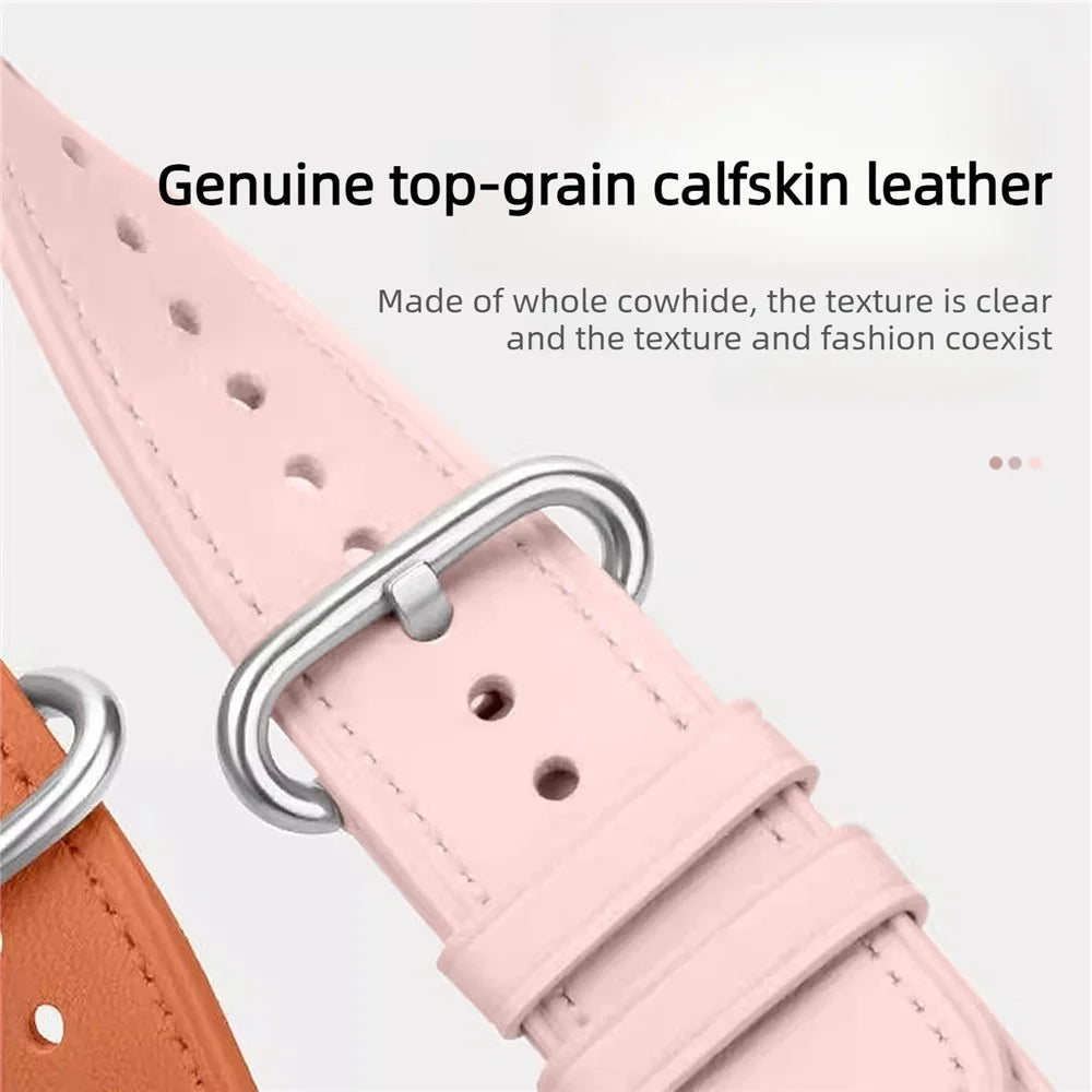 22mm Genuine Cow Leather Strap for Xiaomi Watch S4 / Huawei Watch GT 6 46mm / Samsung Galaxy Watch3 45mm Watch Band with Round Metal Buckle - Orange - 5