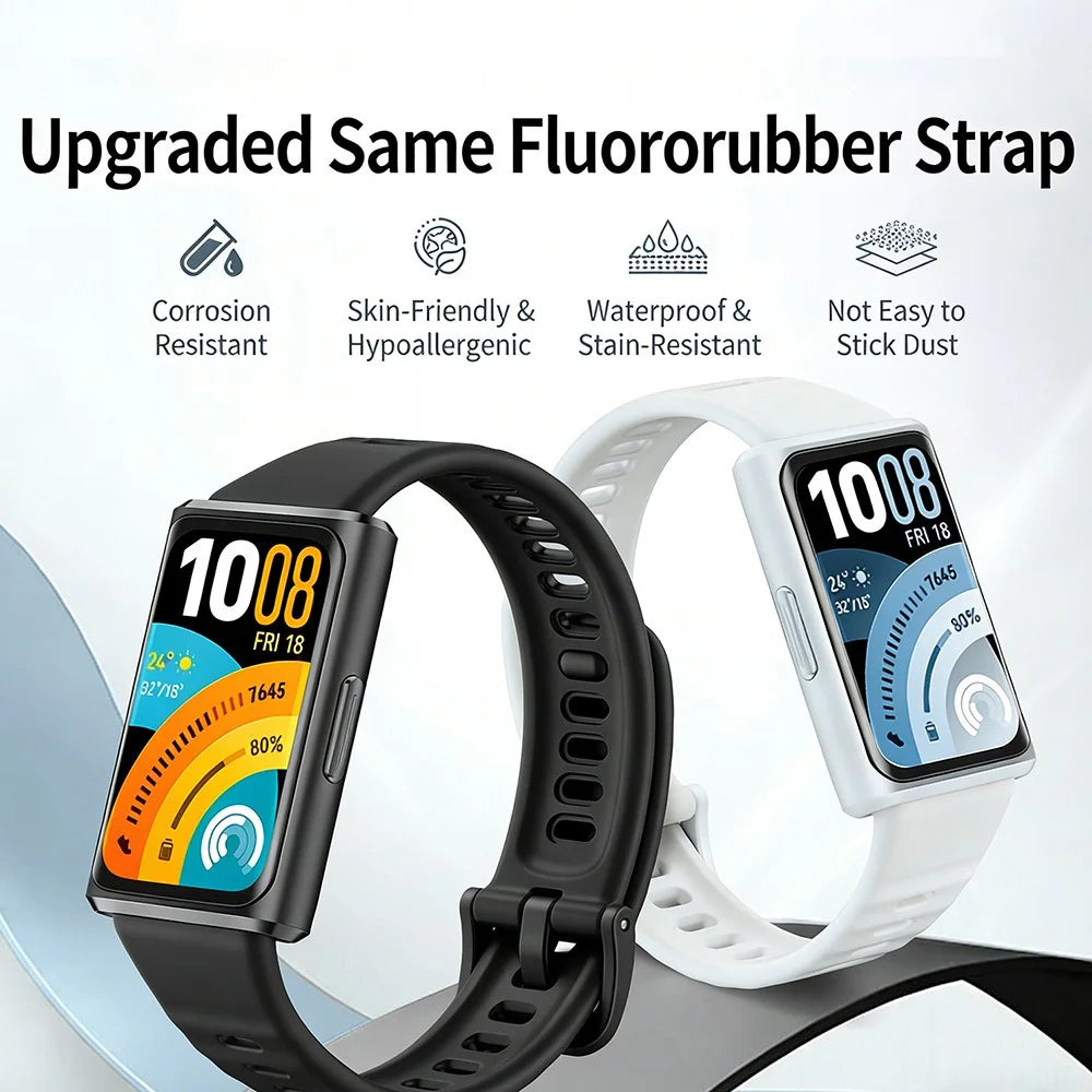 Strap for Huawei Band 11 Pro NFC / 11 NFC / 11 Pro / 11 Quick Release Fluororubber Band with Pin Buckle Replacement Wristband - Wavy Blue - 2