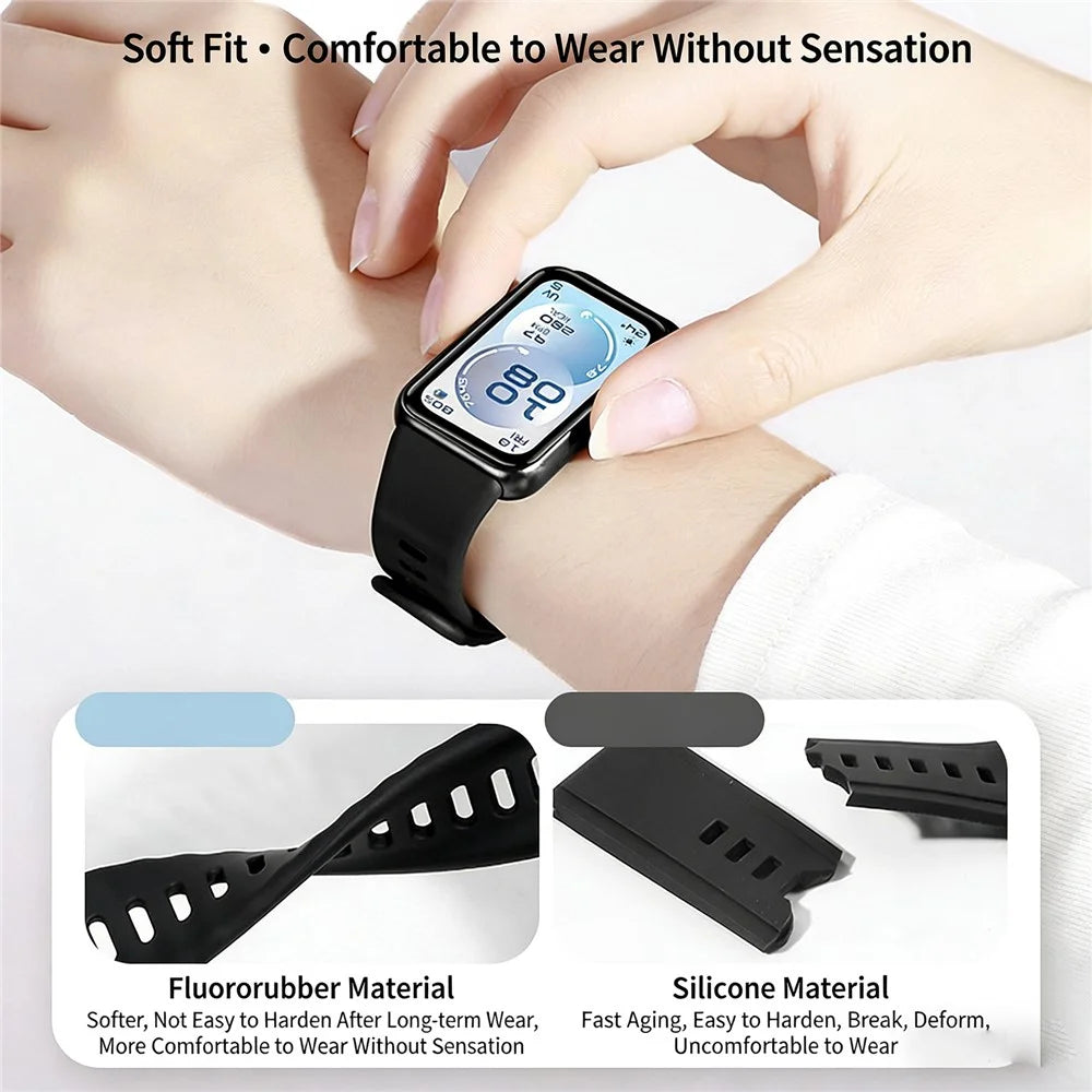 Strap for Huawei Band 11 Pro NFC / 11 NFC / 11 Pro / 11 Quick Release Fluororubber Band with Pin Buckle Replacement Wristband - Wavy Blue - 3