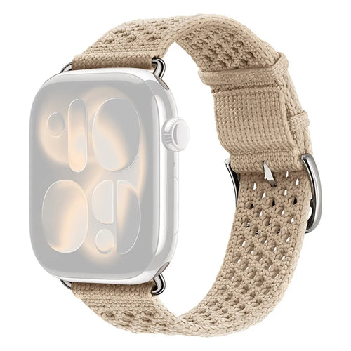Knitted Fabric Strap for Apple Watch Ultra 3 2 1 49mm / Series 11 10 46mm / 9 8 7 45mm / SE3 SE2 SE 6 5 4 44mm / 3 2 1 42mm Hollow-Out Breathable Sport Band - Clay - 1