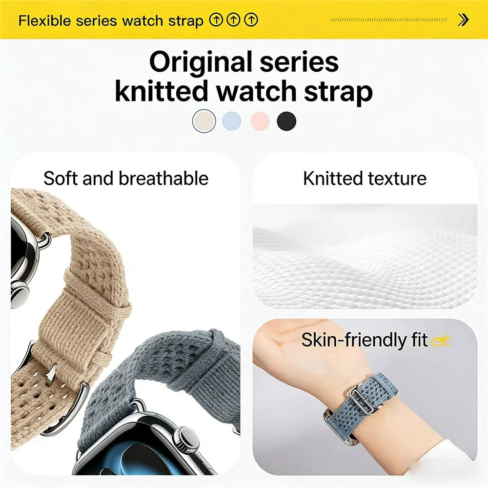 Knitted Fabric Strap for Apple Watch Series 11 10 42mm / 9 8 7 41mm / SE3 SE2 SE 6 5 4 40mm / 3 2 1 38mm Hollow-Out Breathable Sport Band - Clay - 3