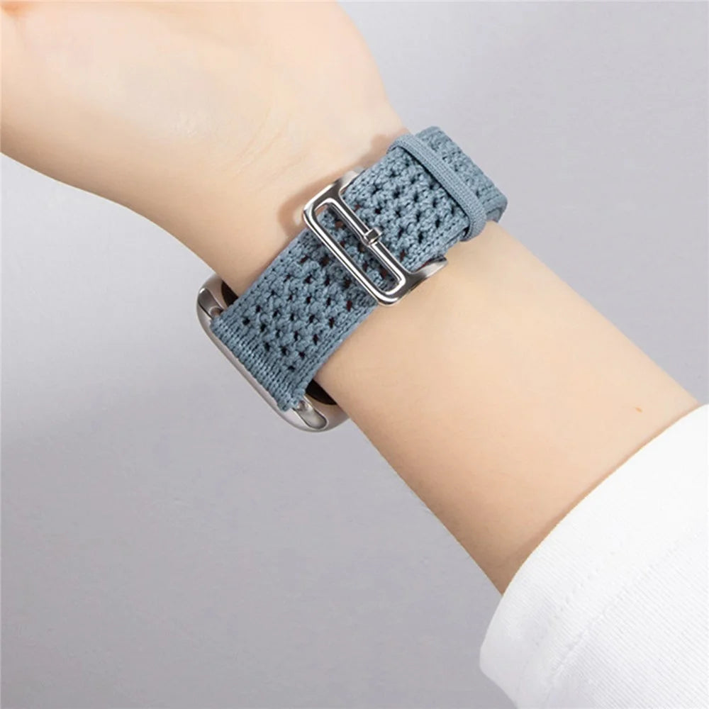 Knitted Fabric Strap for Apple Watch Series 11 10 42mm / 9 8 7 41mm / SE3 SE2 SE 6 5 4 40mm / 3 2 1 38mm Hollow-Out Breathable Sport Band - Clay - 5