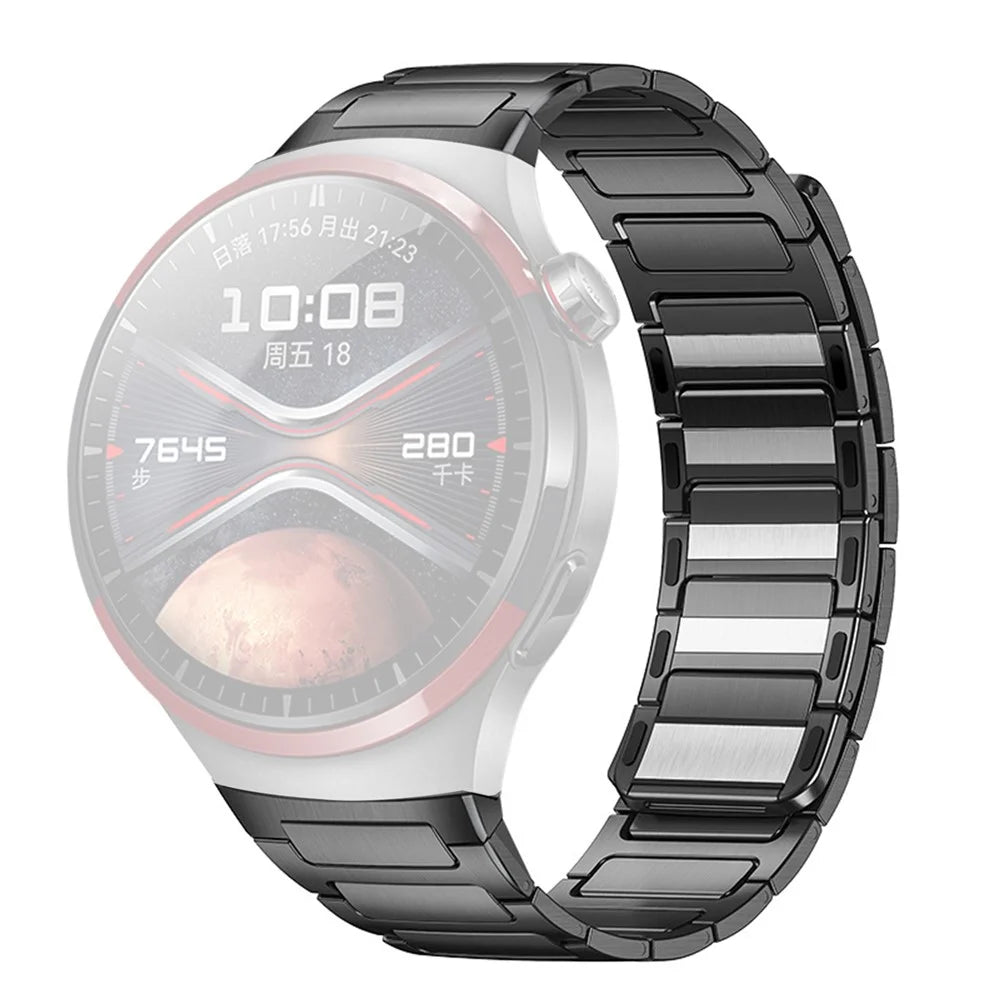 For Huawei Watch 4 Pro Stainless Steel Band Press-Type Magnetic Metal Watch Strap - Titanium Grey - 1