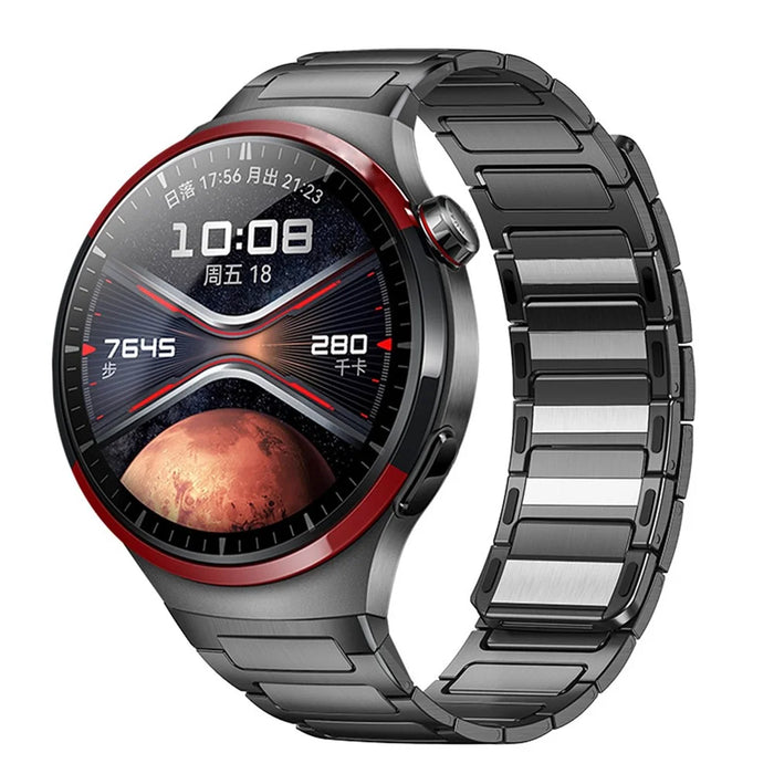 For Huawei Watch 4 Pro Stainless Steel Band Press-Type Magnetic Metal Watch Strap - Titanium Grey - 2