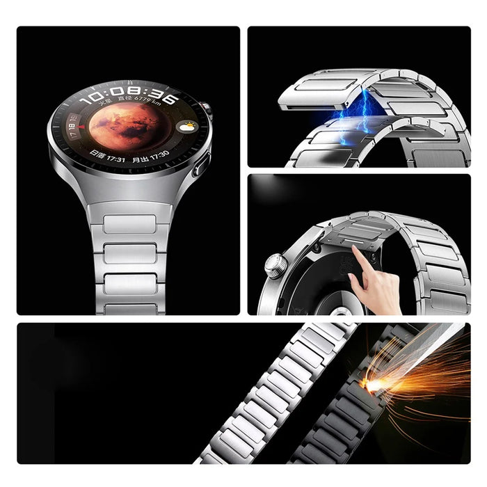 For Huawei Watch 4 Pro Stainless Steel Band Press-Type Magnetic Metal Watch Strap - Titanium Grey - 4