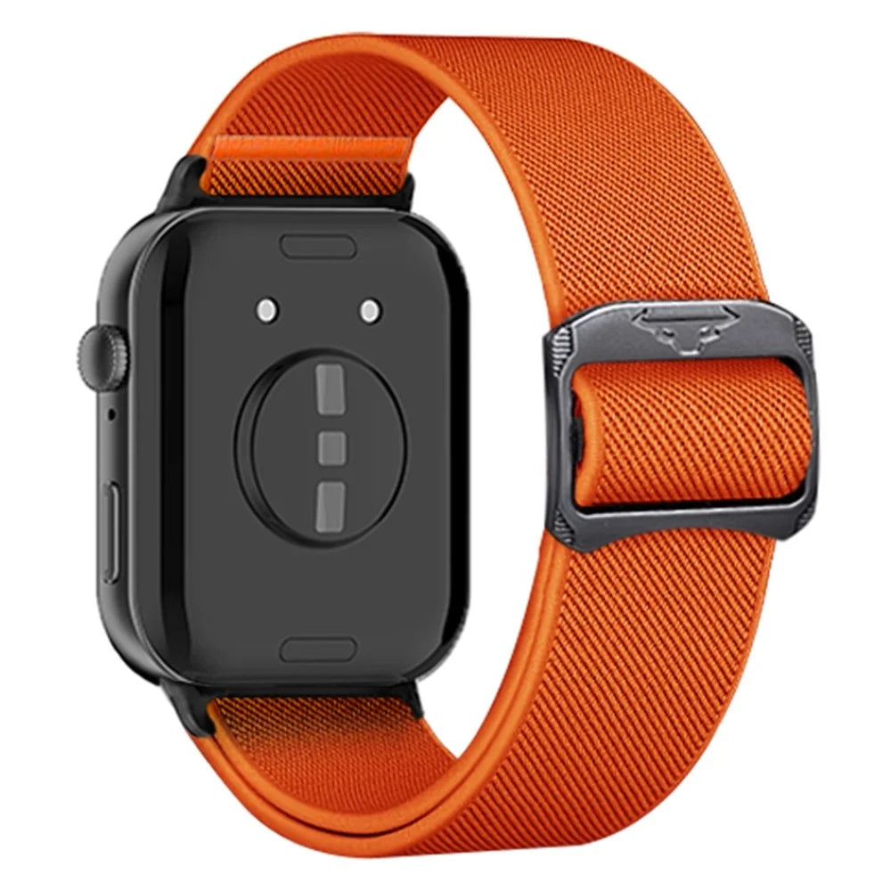 Elastic Nylon Strap for Huawei Watch Fit 4 Pro / 4 / 3 Sport Watch Band with Bull Head Buckle - Orange - 1