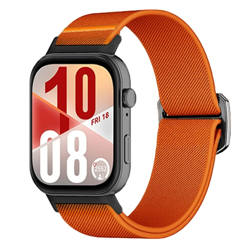 Elastic Nylon Strap for Huawei Watch Fit 4 Pro / 4 / 3 Sport Watch Band with Bull Head Buckle - Orange - 2