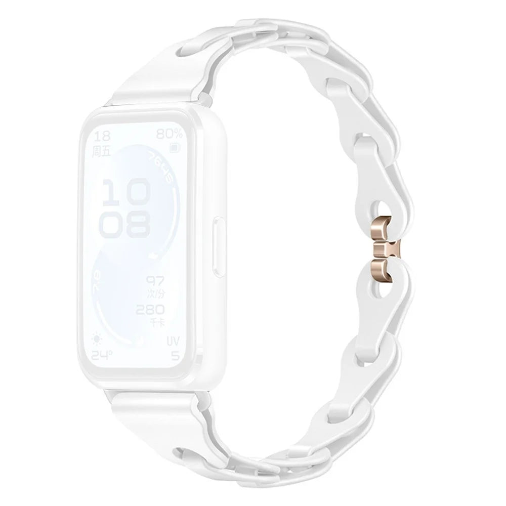 Strap for Huawei Band 11 Pro NFC / 11 NFC / 11 Pro / 11 Silicone Chain Link Band Breathable Replacement Wristband - White - 1