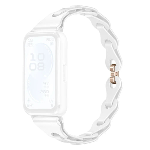 Strap for Huawei Band 11 Pro NFC / 11 NFC / 11 Pro / 11 Silicone Chain Link Band Breathable Replacement Wristband - White - 1