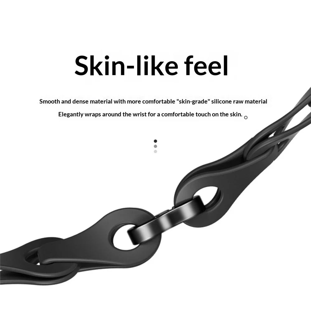 Strap for Huawei Band 11 Pro NFC / 11 NFC / 11 Pro / 11 Silicone Chain Link Band Breathable Replacement Wristband - White - 3