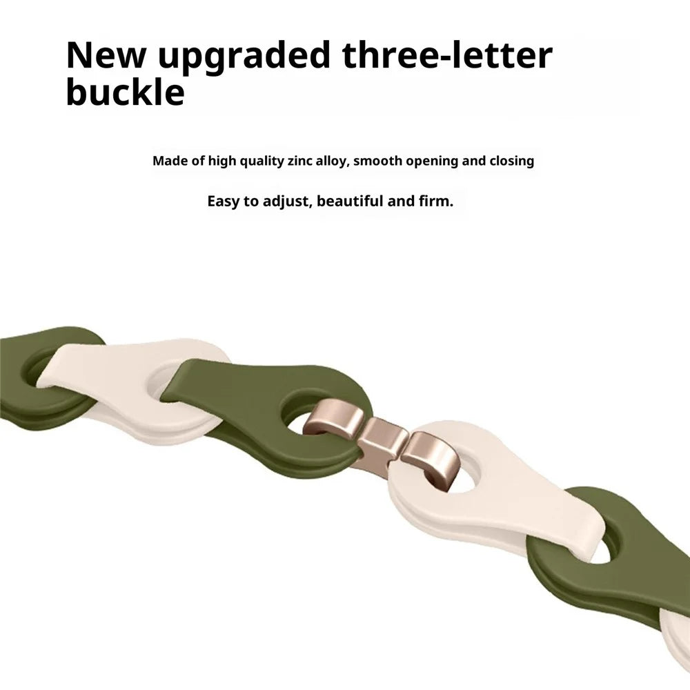 Strap for Huawei Band 11 Pro NFC / 11 NFC / 11 Pro / 11 Silicone Chain Link Band Breathable Replacement Wristband - White - 4