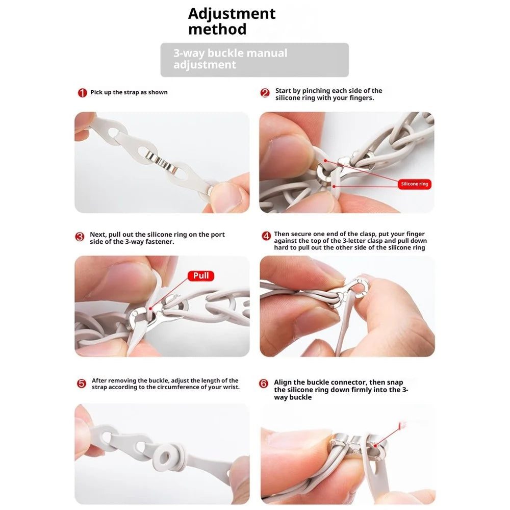 Strap for Huawei Band 11 Pro NFC / 11 NFC / 11 Pro / 11 Silicone Chain Link Band Breathable Replacement Wristband - White - 6