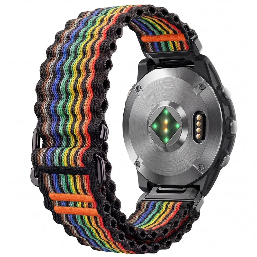 QuickFit 20mm Nylon Strap for Garmin Fenix 7S Pro 42mm / 7S / 6S Ocean Wave Texture Breathable Sport Watch Band - Rainbow - 2