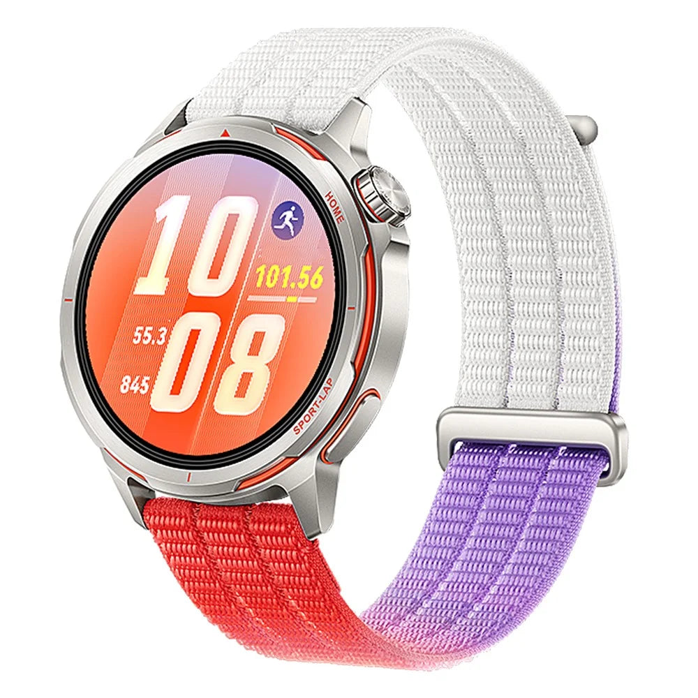 Nylon Sports Watch Band for Huawei Watch GT Runner 2 / Watch Ultimate 2 / Watch GT 6 46mm 22mm Magic Tape Adjustable Woven Strap - Red / Purple / White - 2