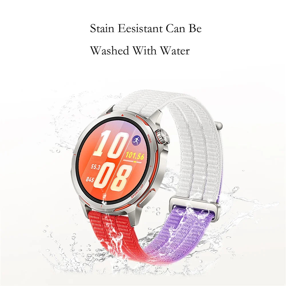 Nylon Sports Watch Band for Huawei Watch GT Runner 2 / Watch Ultimate 2 / Watch GT 6 46mm 22mm Magic Tape Adjustable Woven Strap - Red / Purple / White - 3