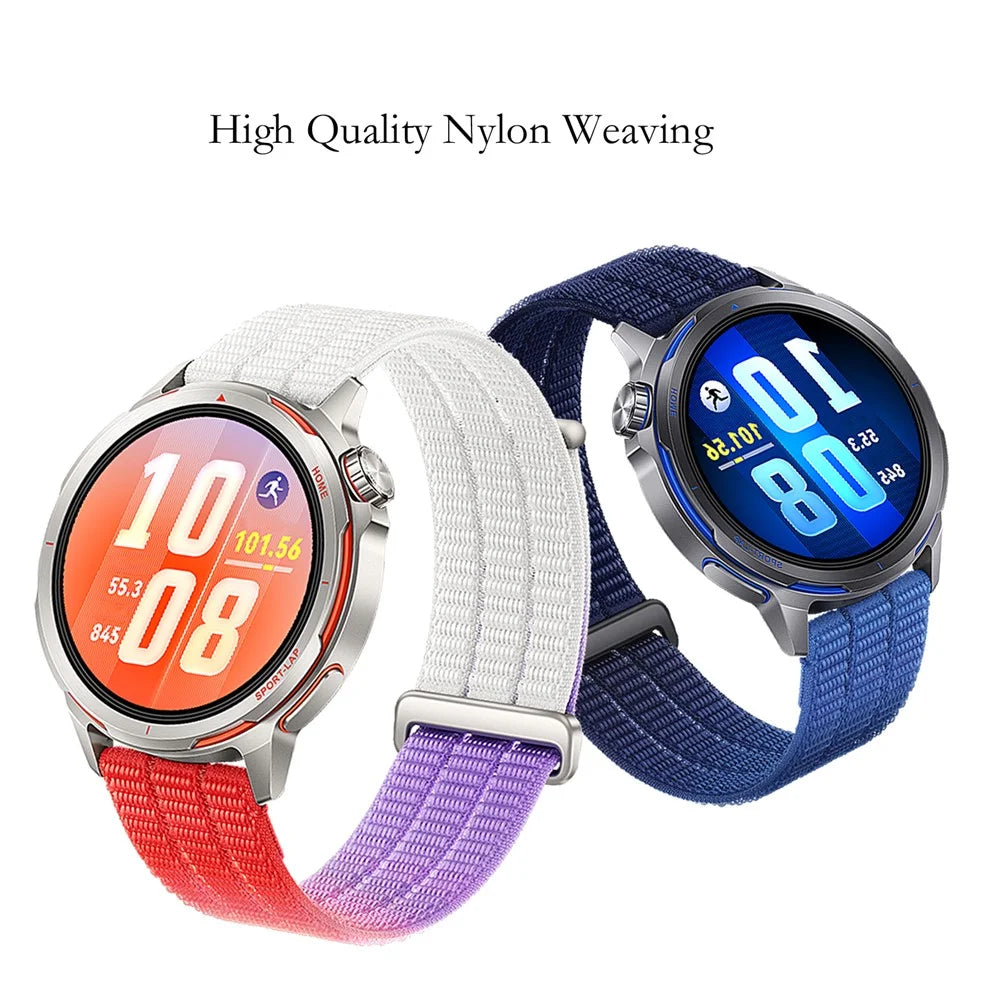 Nylon Sports Watch Band for Huawei Watch GT Runner 2 / Watch Ultimate 2 / Watch GT 6 46mm 22mm Magic Tape Adjustable Woven Strap - Red / Purple / White - 4