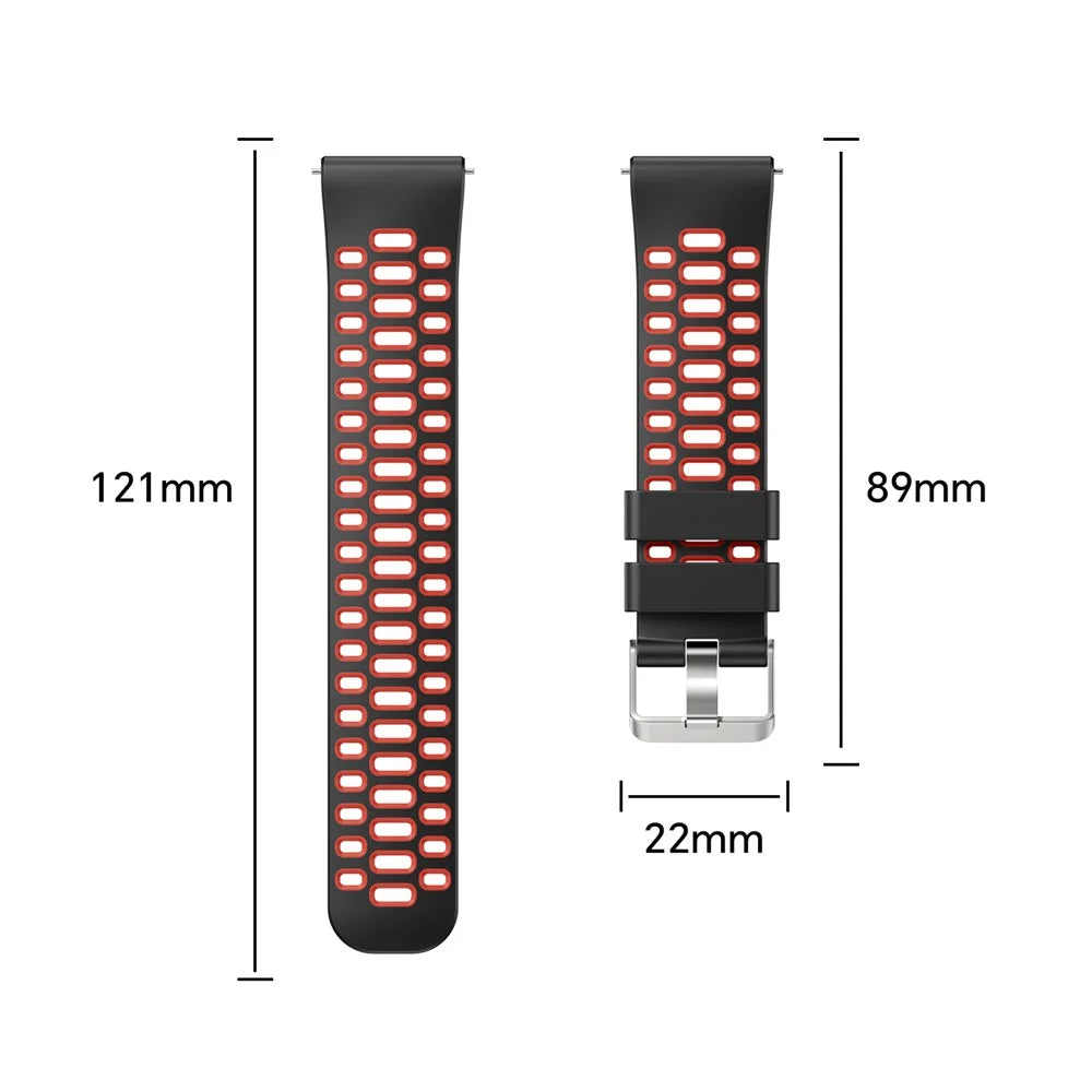 Dual Color Silicone Band for Huawei Watch GT Runner 2 / Watch Ultimate 2 / Watch GT 6 46mm 22mm Breathable Holes Sport Watch Strap - White / Orange - 5