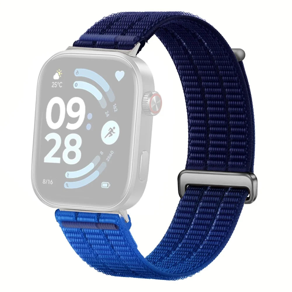Nylon Loop Watch Strap for Xiaomi Smart Band 10 Pro / 9 Pro / 8 Pro / Redmi Watch 6 / 5 / 4 Magic Tape Breathable Band with Metal Connector - Dusk Blue - 1