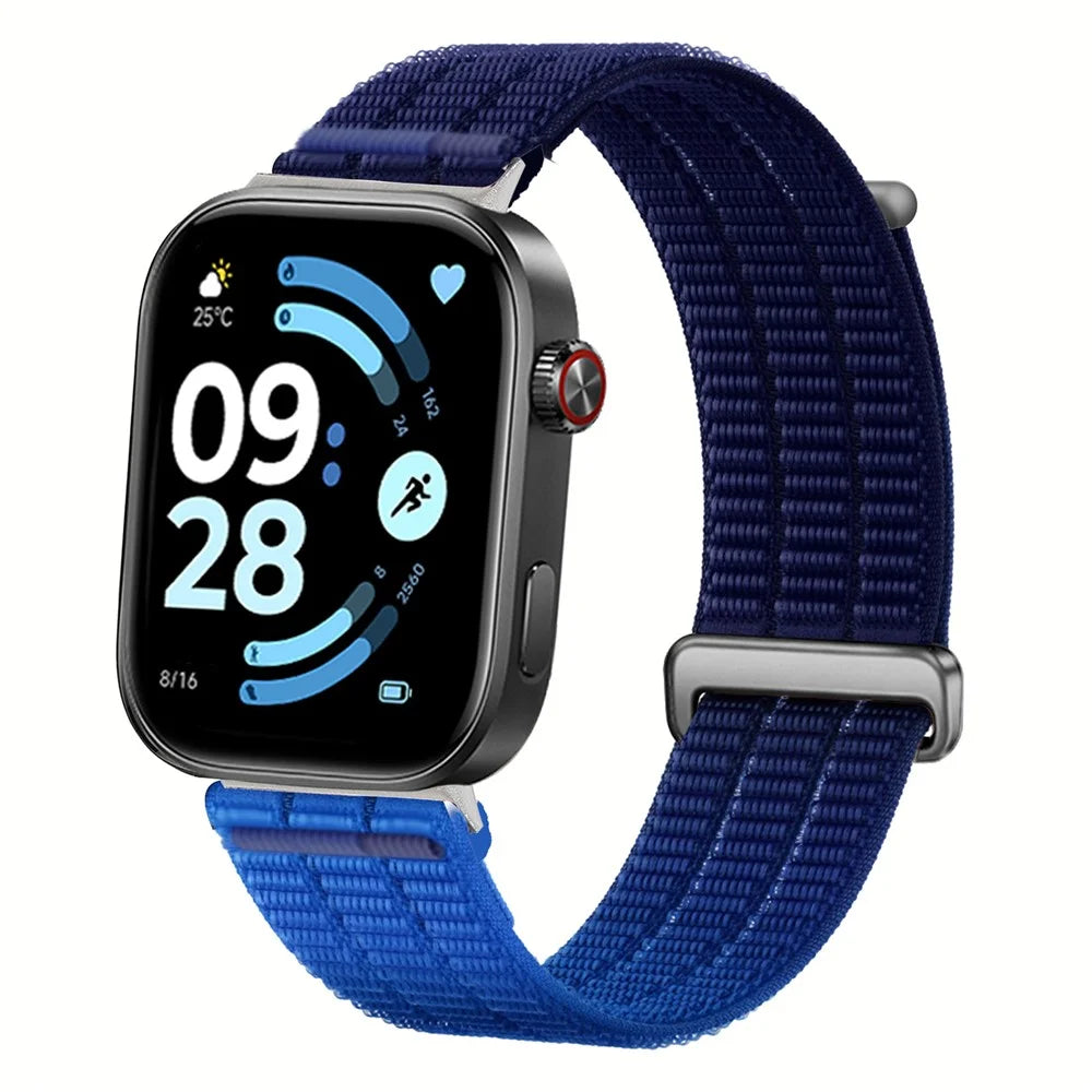 Nylon Loop Watch Strap for Xiaomi Smart Band 10 Pro / 9 Pro / 8 Pro / Redmi Watch 6 / 5 / 4 Magic Tape Breathable Band with Metal Connector - Dusk Blue - 2