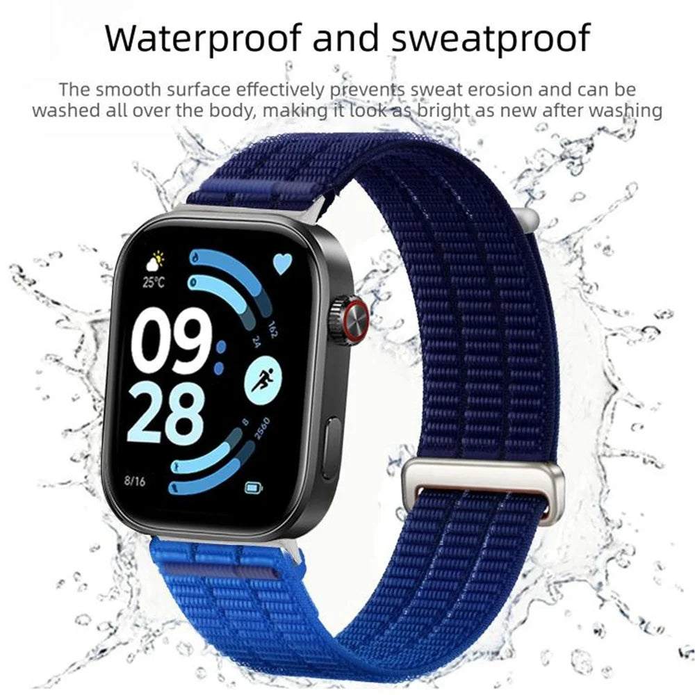 Nylon Loop Watch Strap for Xiaomi Smart Band 10 Pro / 9 Pro / 8 Pro / Redmi Watch 6 / 5 / 4 Magic Tape Breathable Band with Metal Connector - Dusk Blue - 3