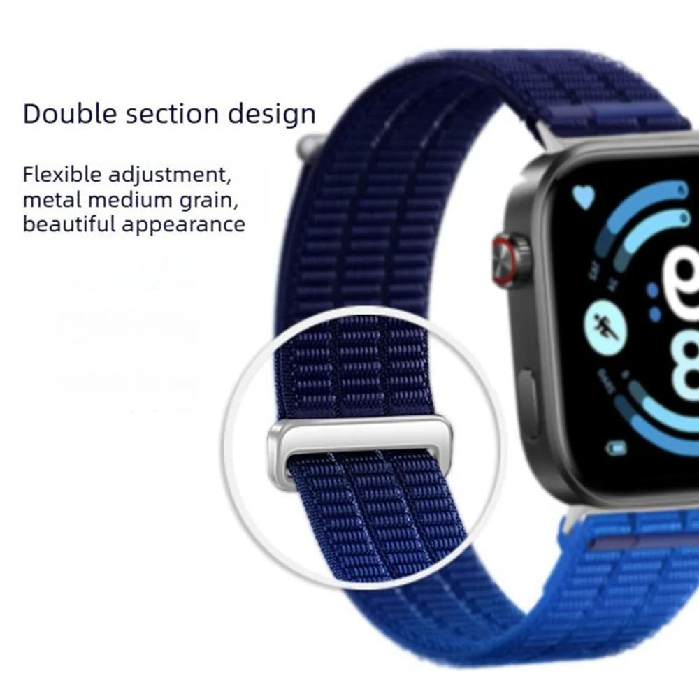 Nylon Loop Watch Strap for Xiaomi Smart Band 10 Pro / 9 Pro / 8 Pro / Redmi Watch 6 / 5 / 4 Magic Tape Breathable Band with Metal Connector - Dusk Blue - 4