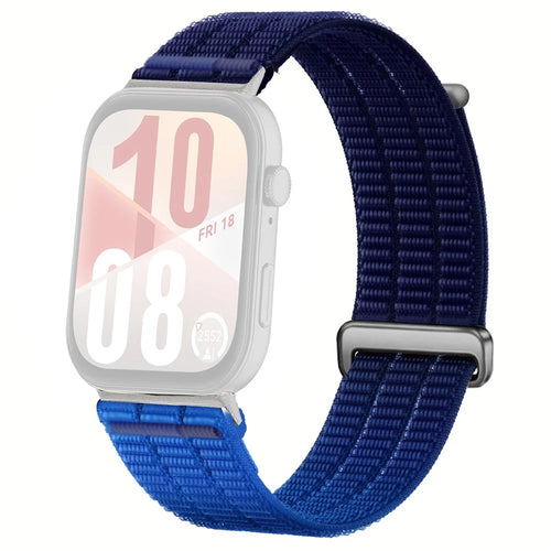 Nylon Loop Watch Strap for Huawei Watch Fit 4 Pro / Fit 4 / Fit 3 Magic Tape Breathable Band with Metal Connector - Dusk Blue - 1